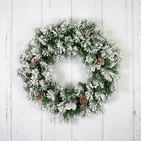 36" Snowy Flocked Angel Pine with Pinecones Artificial Christmas Wreath