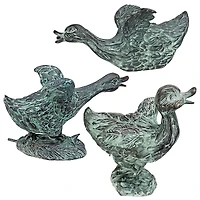 Design Toscano Lindell Pond Bronze Ducks Spitting Garden Statues Set