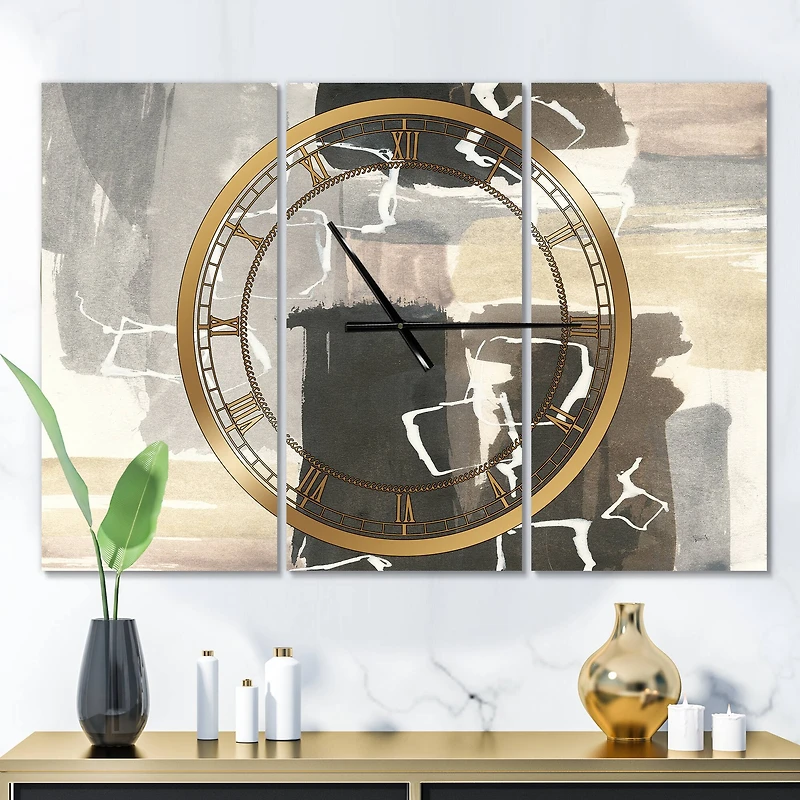 Designart 'Glam Dancing Shape I Modern Multipanel Wall Clock