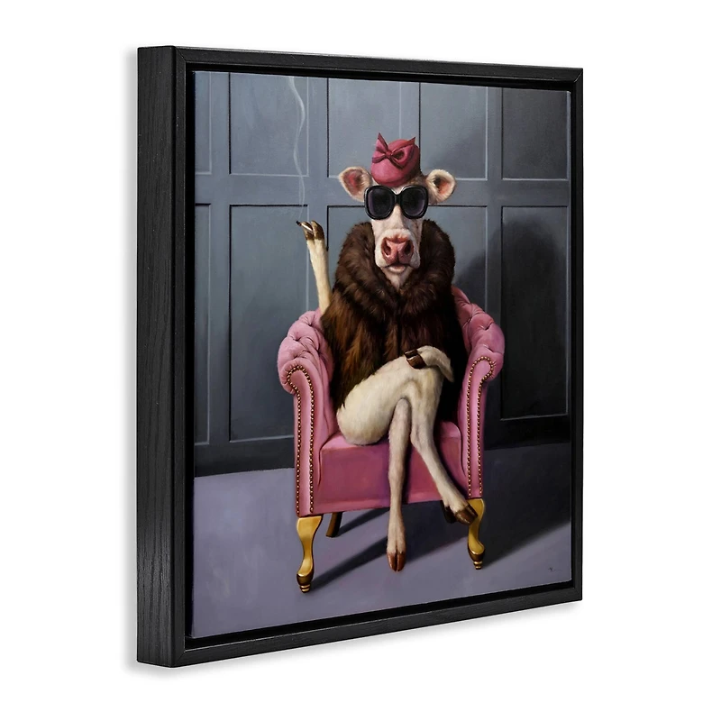 Stupell Industries Trendy Pink Glam Cow Floater Framed Art