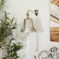 7.5" Silver Nautical Bell Wall Accent with Rope Pull