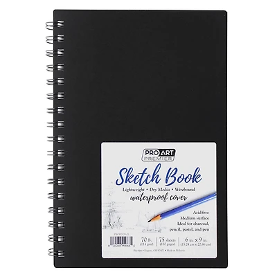 Pro Art® Premium Wire-Bound Sketchbook with Waterproof Cover, 6" x 9"