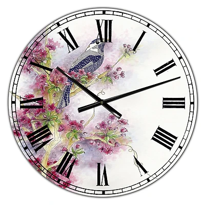 Designart Cherry Blossom Days Large Cottage Wall Clock
