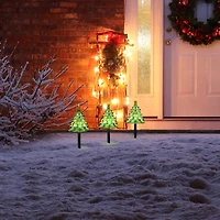 Mr. Christmas 9" Lit Blow Mold Pathway Trees Set