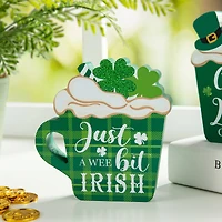 Glitzhome® 5.25" Wooden St. Patrick's Coffee Cup Table Décor Set