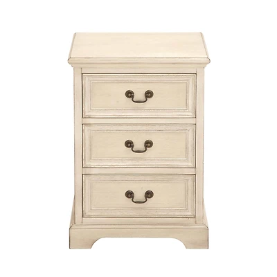 Cream Wood Traditional Accent Table, 25" x 17" x 14"