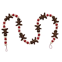 Hello Honey® 6ft. Handmade Wool Felt Gingerbread Men & Balls Garland