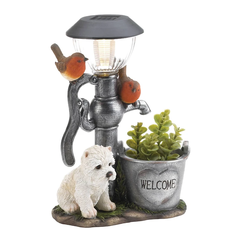 12" Little Pup & Water Pump Solar Light