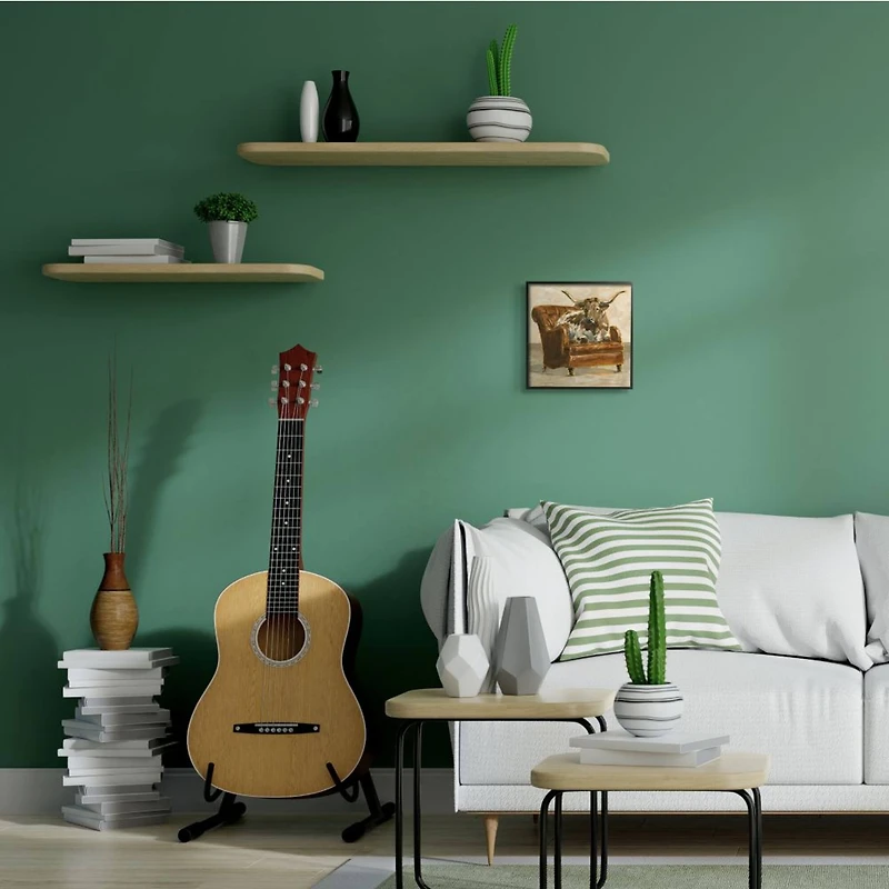 Stupell Industries Abstract Bull Livingroom Chair Brown Orange Painting,12" x 12"