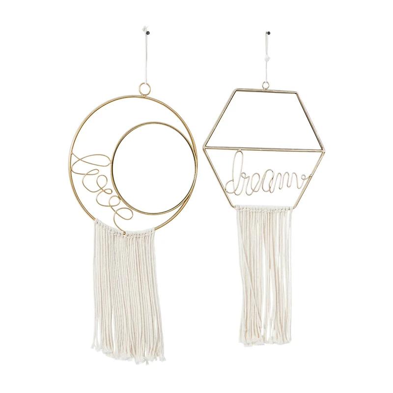 Gold Metal Contemporary Hanging Wall Mirrors Set