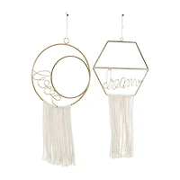 Gold Metal Contemporary Hanging Wall Mirrors Set 