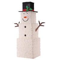 42" Glitter Square Snowman, White LED Lights