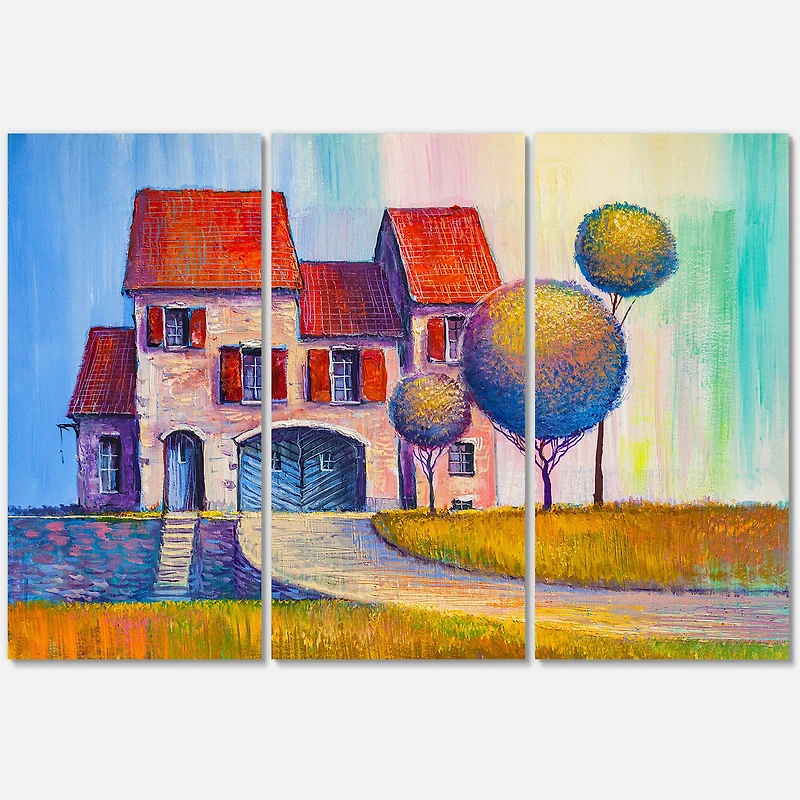 Designart - House With Red Roof In The Village