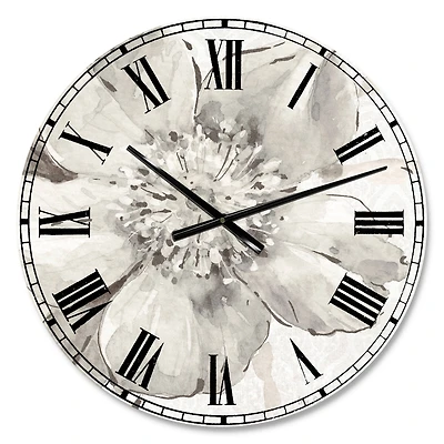 Designart Indigold Grey Peonies III Traditional Wall Clock