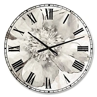 Designart Indigold Grey Peonies III Traditional Wall Clock