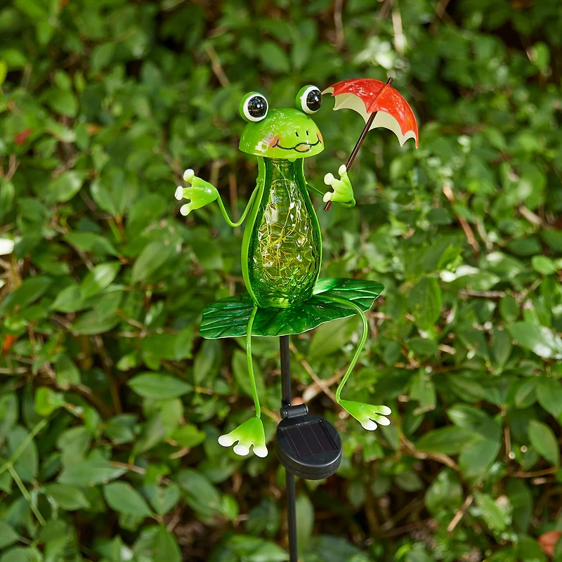 Glitzhome® 39" Solar Lighted Frog Garden Stake