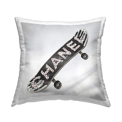 Stupell Industries Trendy Glam Skateboard Fashion Bling Throw Pillow, 18" x 18"