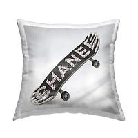 Stupell Industries Trendy Glam Skateboard Fashion Bling Throw Pillow, 18" x 18"