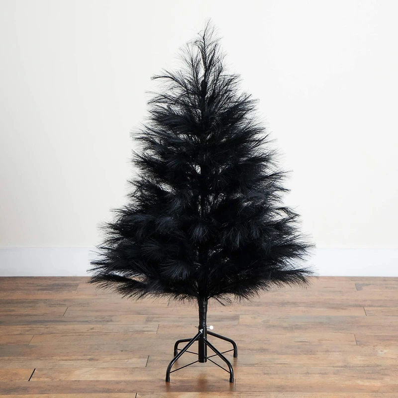 4ft. Artificial Halloween Black Pampas Grass Christmas Tree