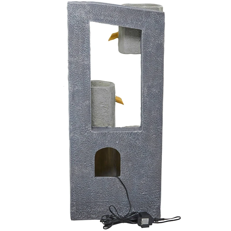 37.5" Gray Fiberglass 3-Tier Fountain with LED Light