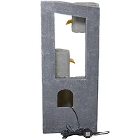 37.5" Gray Fiberglass 3-Tier Fountain with LED Light