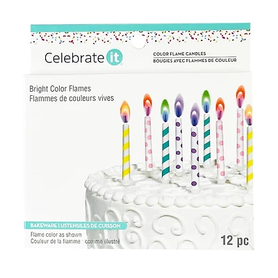 12 Packs: 12 ct. (144 total) Printed Pastel Color Flame Candles by Celebrate It®