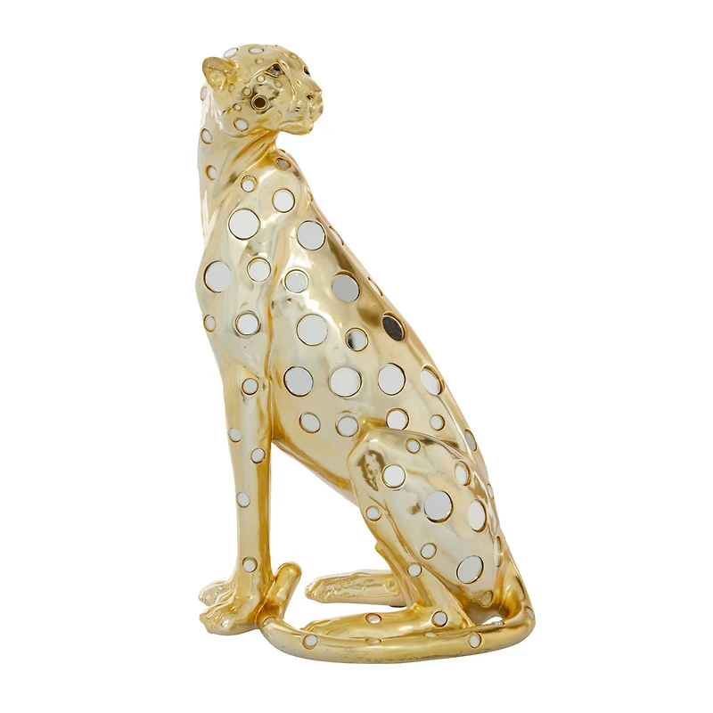 16" Gold Leopard Glam Statue