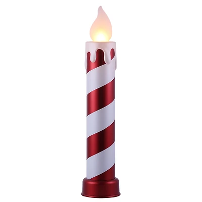3ft. LED Red & White Striped Metallic Candle Décor
