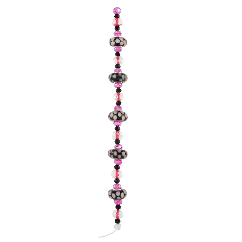 Fuchsia Lampwork Glass Dot Rondelle Beads by Bead Landing™