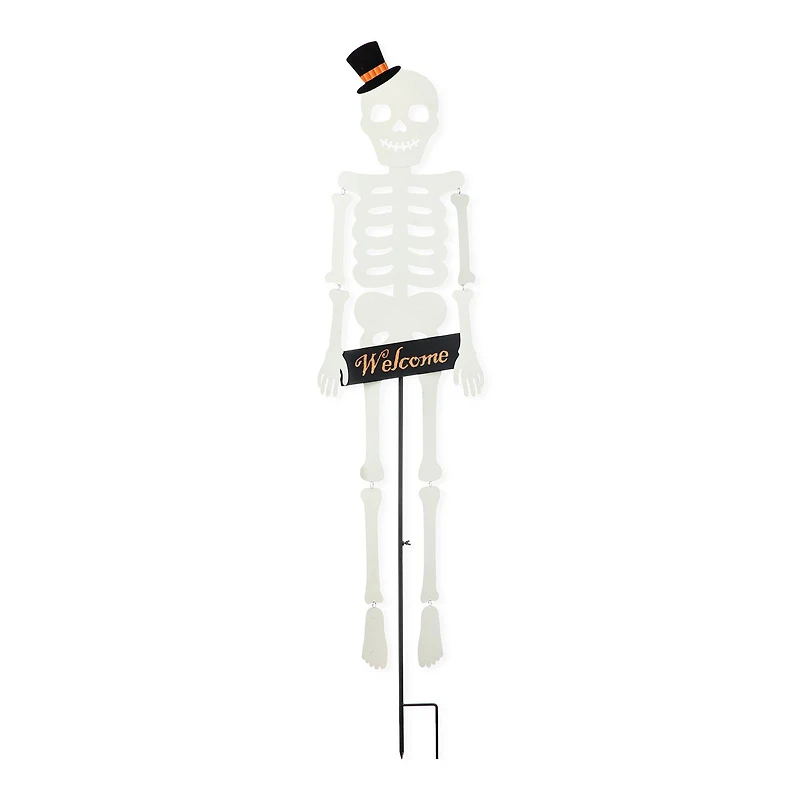 Glitzhome® 60" Halloween "WELCOME" Metal Dangling Skeleton Yard Stake