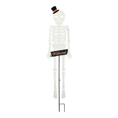 Glitzhome® 60" Halloween "WELCOME" Metal Dangling Skeleton Yard Stake