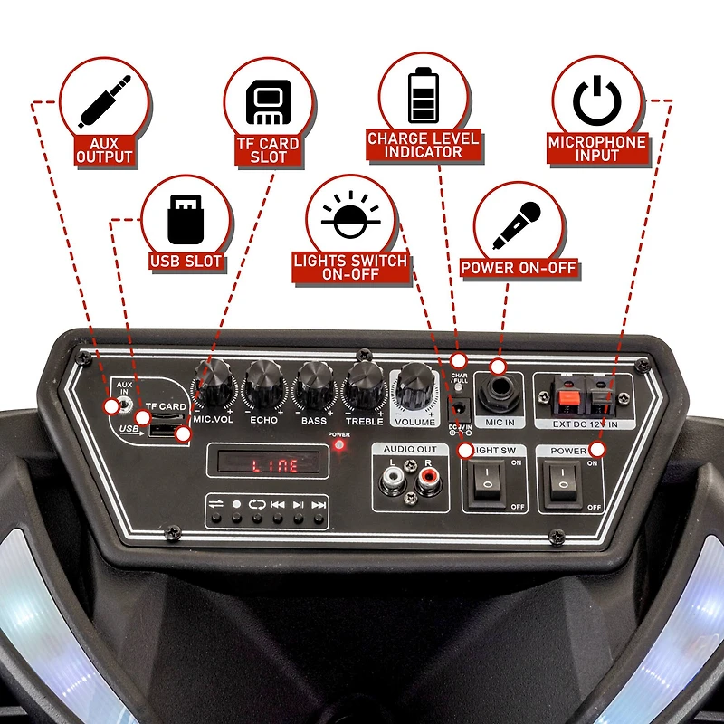 beFree Sound 15" Bluetooth Portable Rechargeable Party Speaker