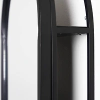 Black Metal Framed Oval Vanity Wall Mirror with Shelves - 15" x 30"