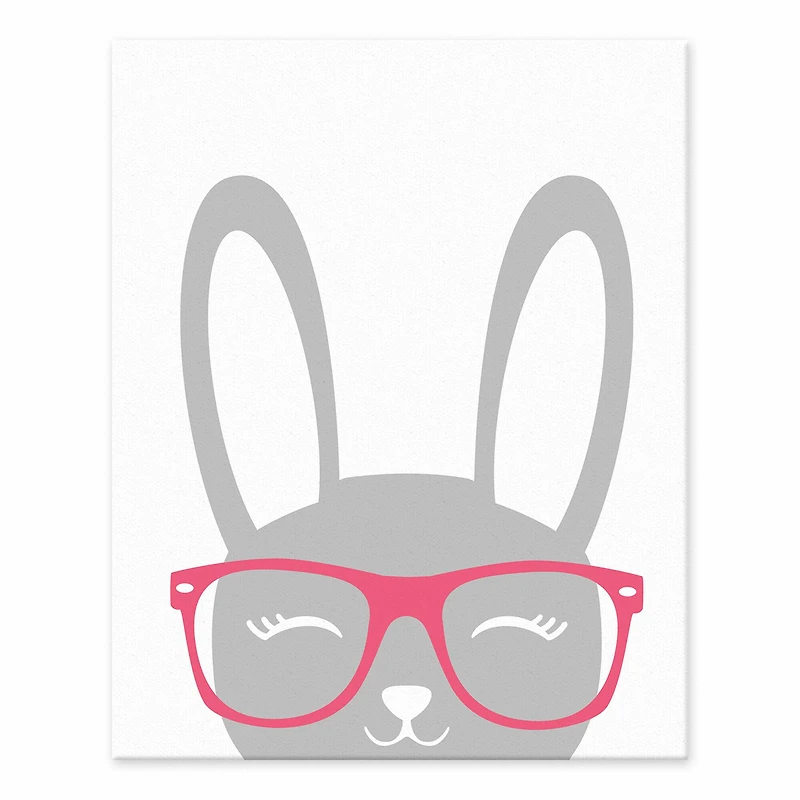 Happy Bunny with Glasses Tabletop Canvas Art