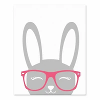 Happy Bunny with Glasses Tabletop Canvas Art 