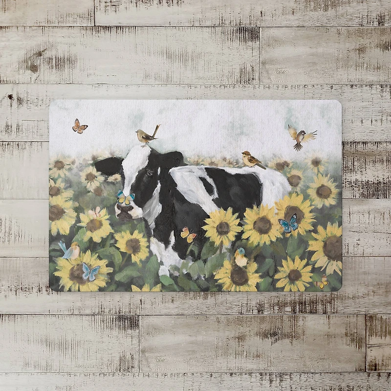 18" x 27" Cow Sunflowers Birds Butterflies Floor Mat