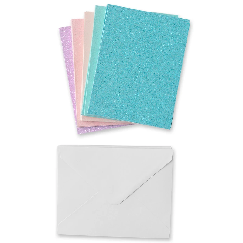 Glitter Pastel Cards & Envelopes by Recollections™, 4.25" x 5.5"