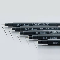 Pentel Arts® Pointliner™ Black 5 Piece Pen Set