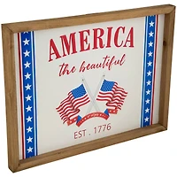 15.75" America the Beautiful Patriotic Framed Wall Sign