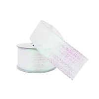 1.5" x 3yd. White Iridescent Wired Metallic Ribbon by Celebrate It™ 360°™