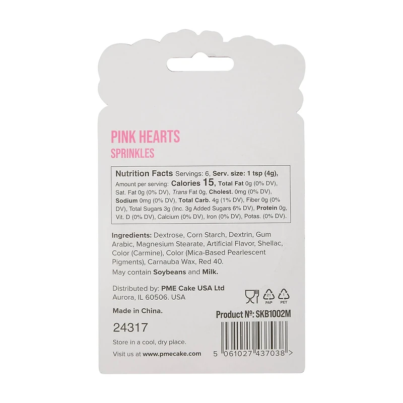 PME Cake Sweet Street™ Pink Hearts Sprinkles