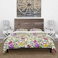Designart 'Purple Blossoming Orchids and Yellow Butterflies' Floral Bedding Set