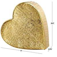 9" Gold Aluminum Slanted Heart Sculpture with Textured Exterior