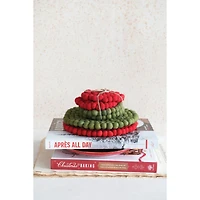 Hello Honey® 4" Red & Green Handmade Wool Felt Ball Coaster Set