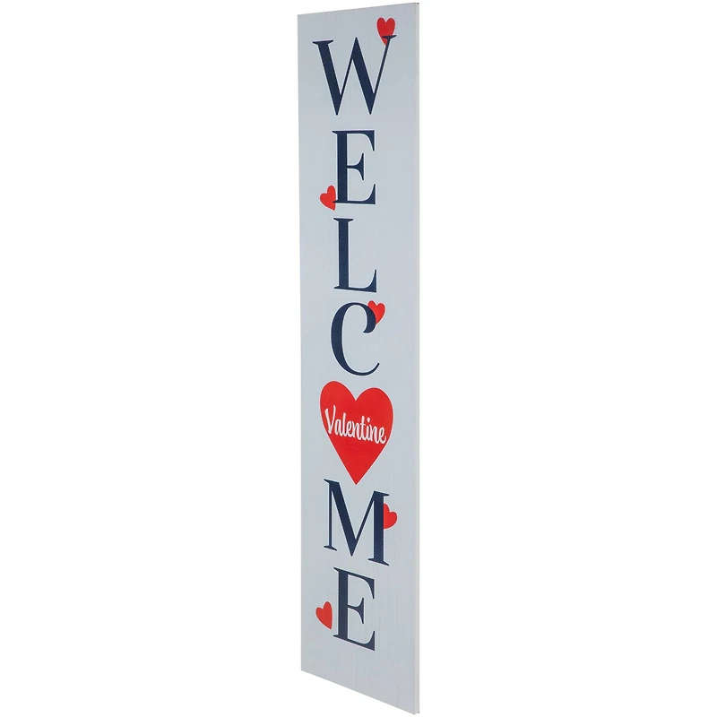 38" Valentine's Day Welcome Wooden Porch Board Sign