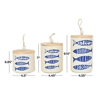 Blue & White Ceramic Fish Canisters Set