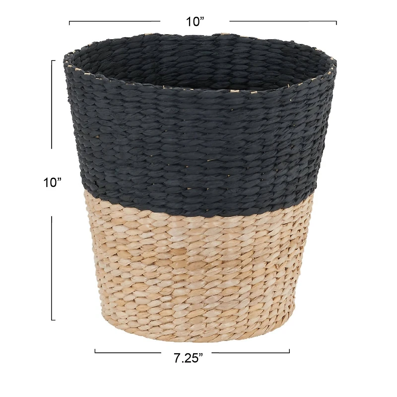 Household Essentials 9" Black Woven Hyacinth Waste Basket