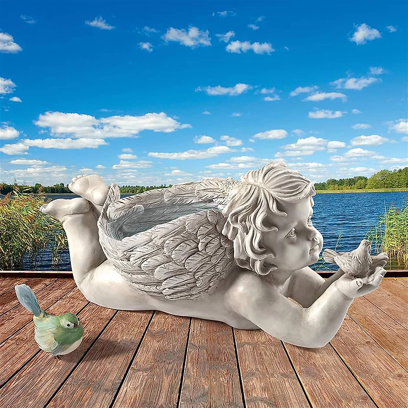 Design Toscano 19" God's Messenger Cherub with Bird Angel Statue