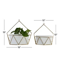 CosmoLiving by Cosmopolitan Set of 2 White Metal Contemporary Planter, 12", 15"