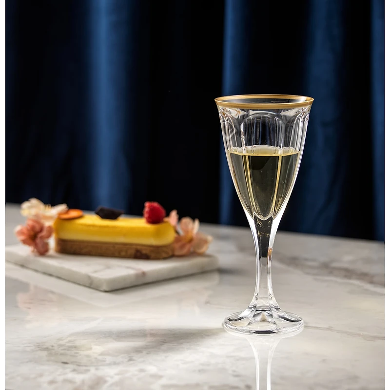 JoyJolt® 6oz. Gold Rimmed Windsor Crystal White Wine Glasses, 2ct.